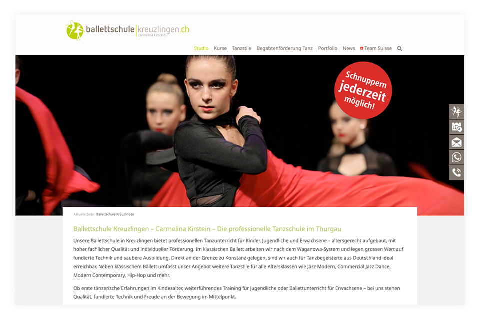 Referenz Webdesign Ballettschule Kreuzlingen
