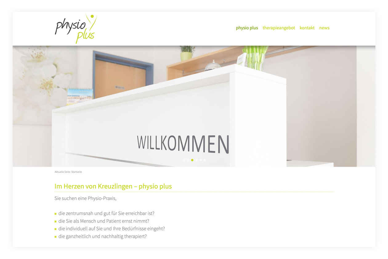 Referenz Webdesign Physio Plus